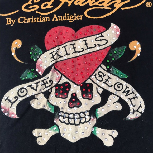 Vintage Don Ed Hardy by Christian Audigier T-Shirt XS Black Shirt Sleeve Tee - Picture 3 of 12